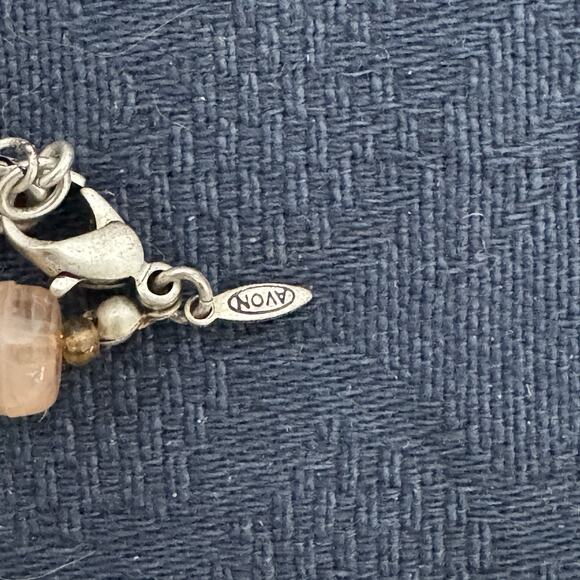 Vintage Avon NR Beaded Necklace Orange Red Beads Silvertone Chain Two Strand - Picture 8 of 8